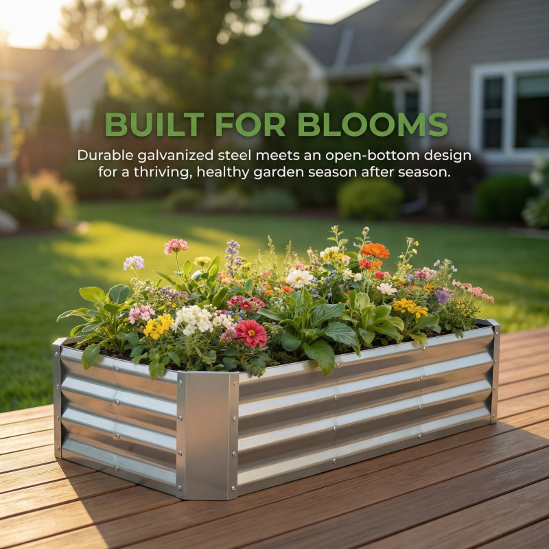 Smart Garden Storage - Büyük Tabansız Galvanizli Bahçe Dikim Yatağı
